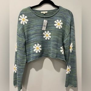 NWT PacSun LA hearts long sleeve teal daisy shirt size S